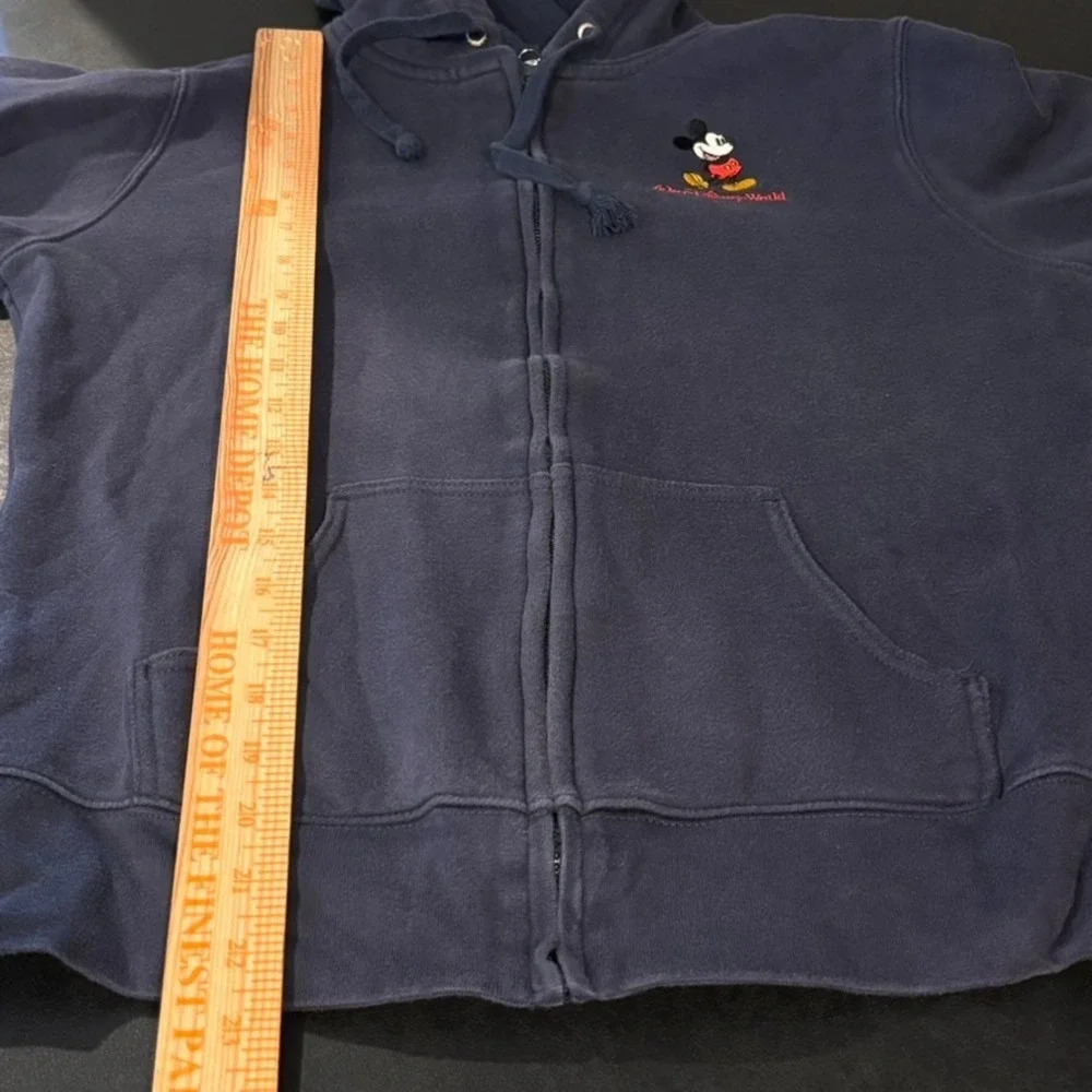 Disney Parks Micky Mouse Full Zip Up Hoodie Solid Navy Blue Jack Adult Size L